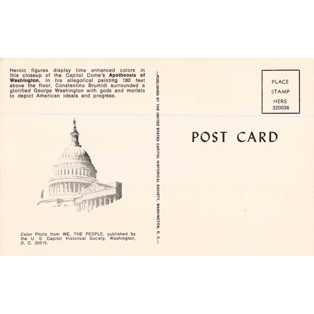 Vintage Postcard Apotheosis of Washington US Capitol Dome Fresco Brumidi D.C. - Picture 2 of 2